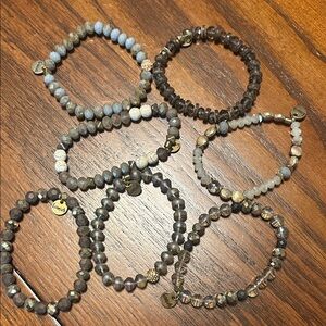 Erimish Brown and Gray Beaded Bracelet Set